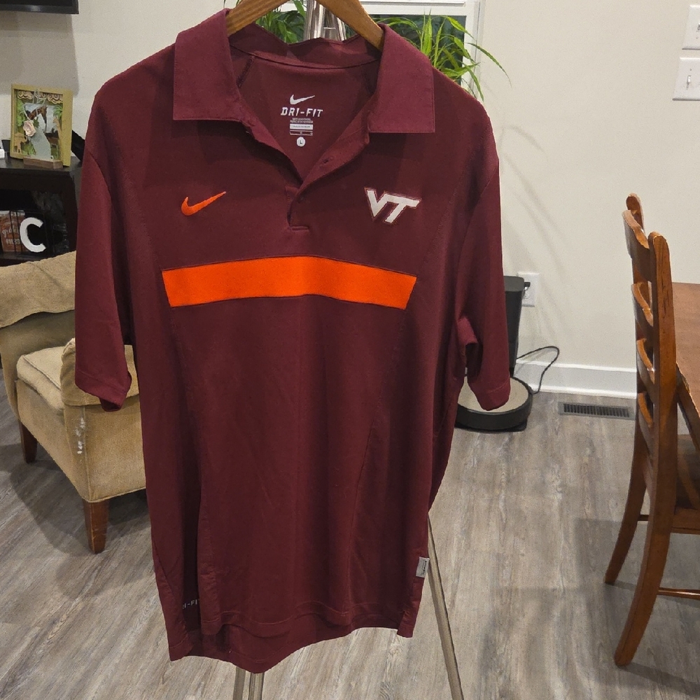 Nike Men's Burgundy and Orange Polo Shirt